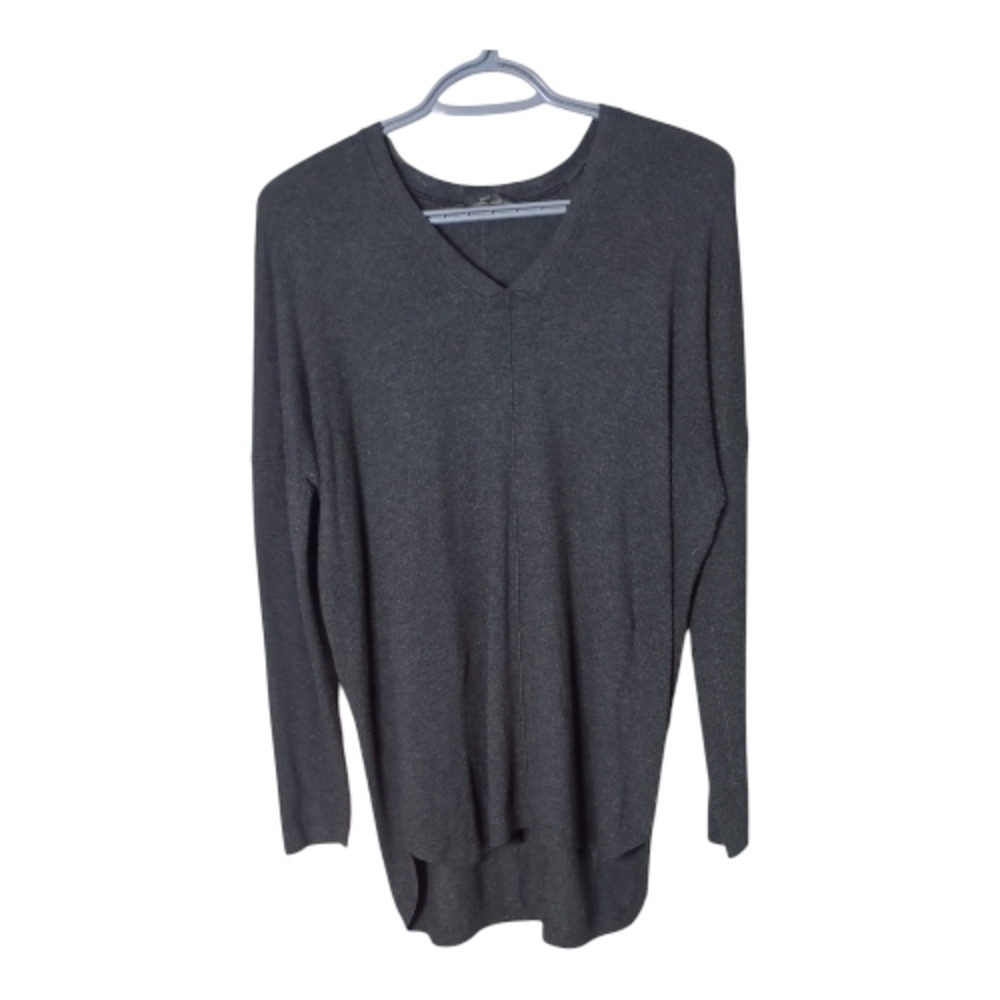 Denver Hayes Charcoal V Neck High Low Drop Shoulder Sweater Size Large